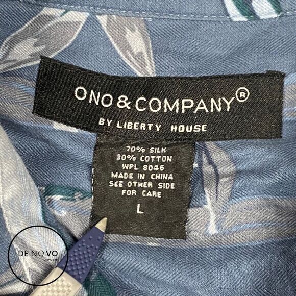 Ono & Company Men’s Bamboo Tree Silk Cotton Blend Button-Up Shirt Size Large - Picture 2 of 6